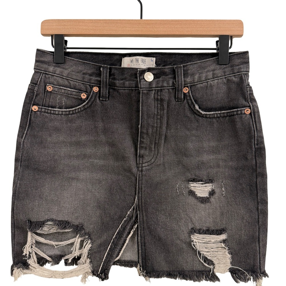We The Free Charcoal Denim Skirt